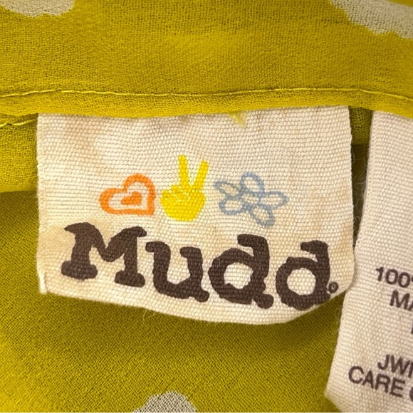 Medium Mudd Vibrant Yellow White Print Semi Sheer Button Up Long Sleeve - Picture 10 of 15